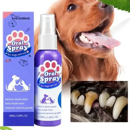 Pet Teeth Cleaning Spray Oral Care Remove Tooth Stains Keep Fresh Breath for Cats and Dogs