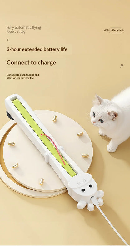 Automatic Interactive Cat Toy, Wall Mounted Cat Teaser Wand with Moving Rope, Indoor Kitten Exercise Toy for Bored Cats