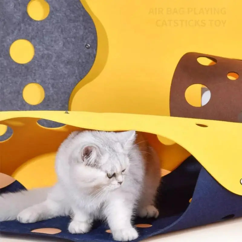 Splicing Cat Toy Felt Pom Nest Deformable Kitten Tunnel Collapsible Tube House Tunnel Interactive Pet Pusscat Security Sense