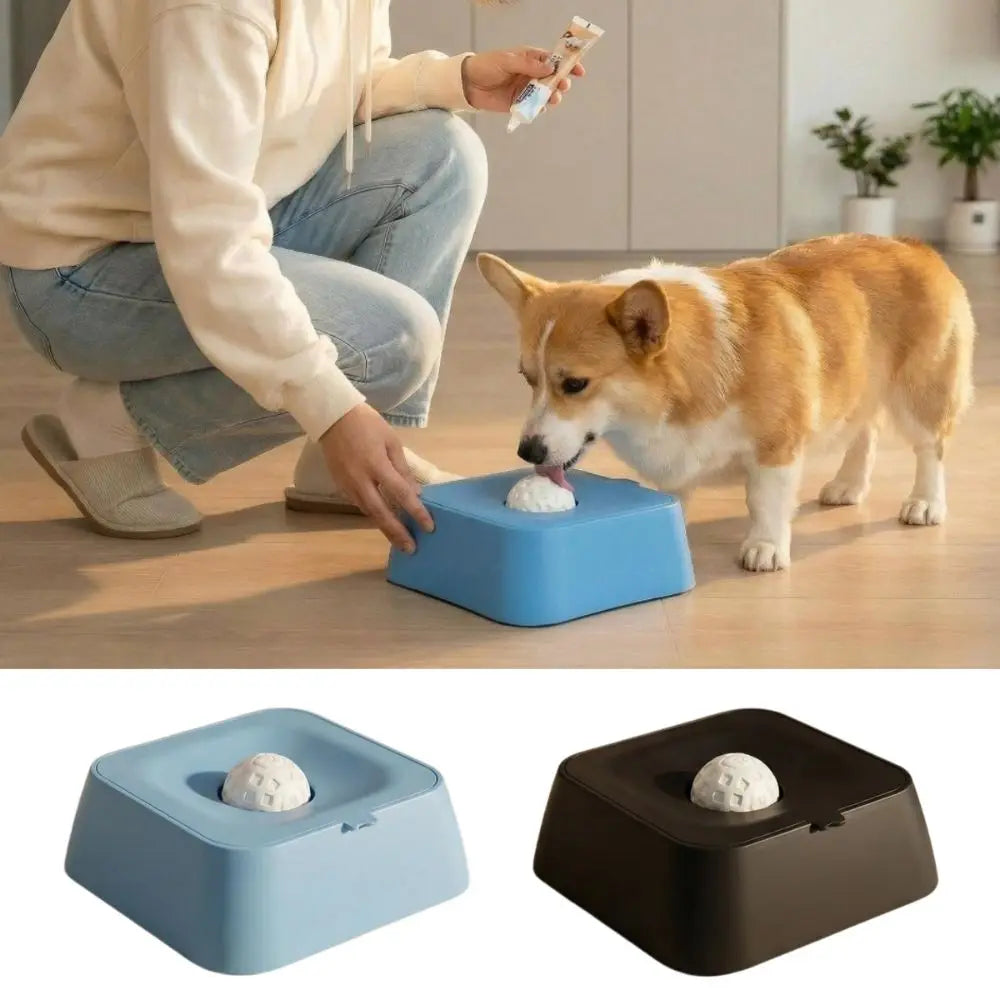 Lick Bowl with Rolling Ball Pet Slow Feeder  Training Bowl