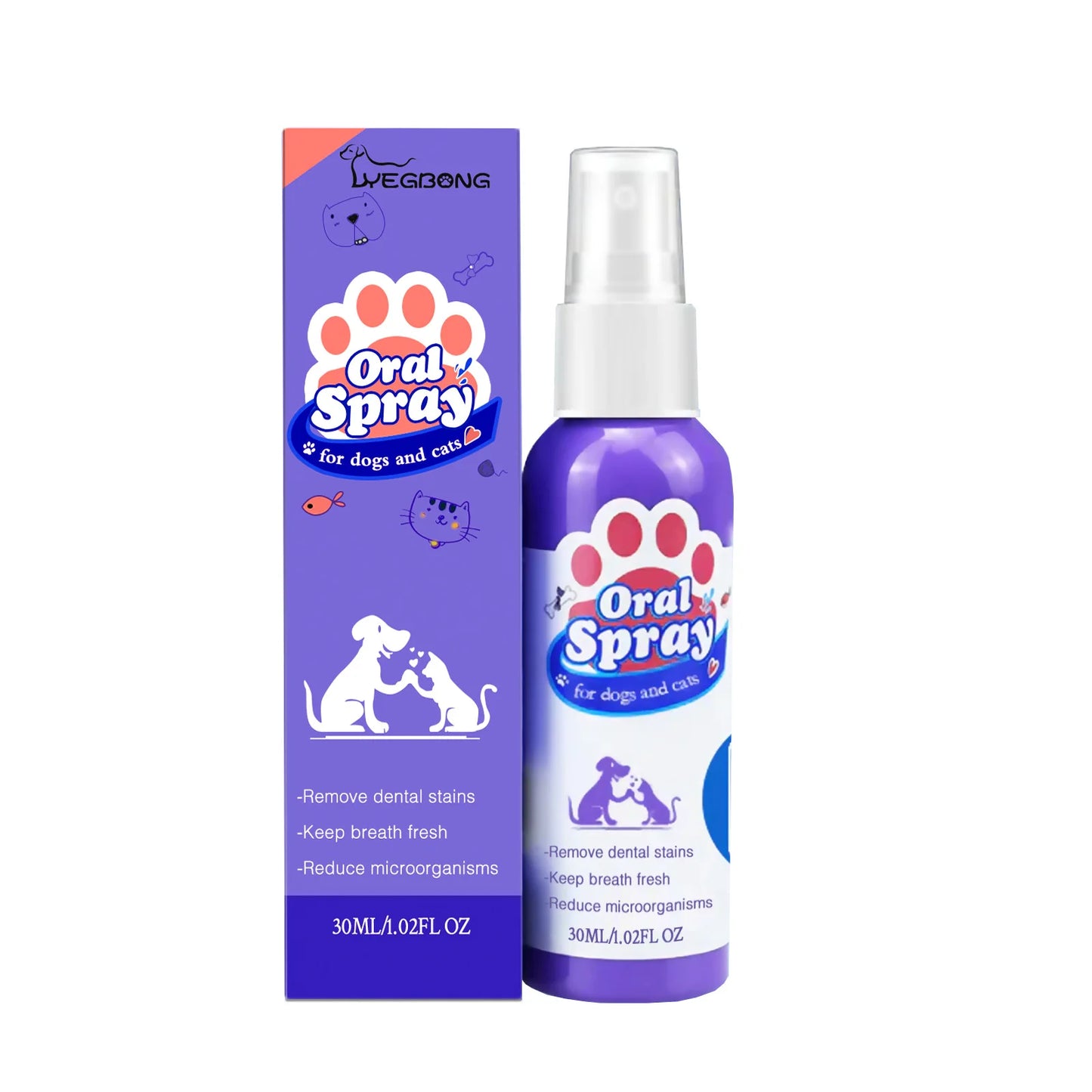 Pet Teeth Cleaning Spray Oral Care Remove Tooth Stains Keep Fresh Breath for Cats and Dogs