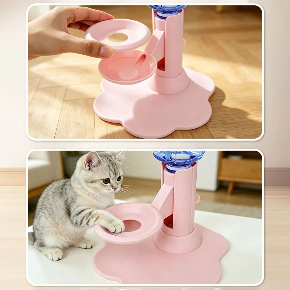 Adjustable Elevated Gravitys Pet Automatic Water Dispenser No Electricity Required With Suction Cup Anti Tipping For Cats Dogs