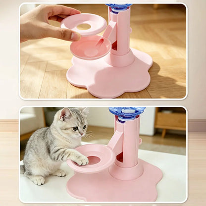 Adjustable Elevated Gravitys Pet Automatic Water Dispenser No Electricity Required With Suction Cup Anti Tipping For Cats Dogs