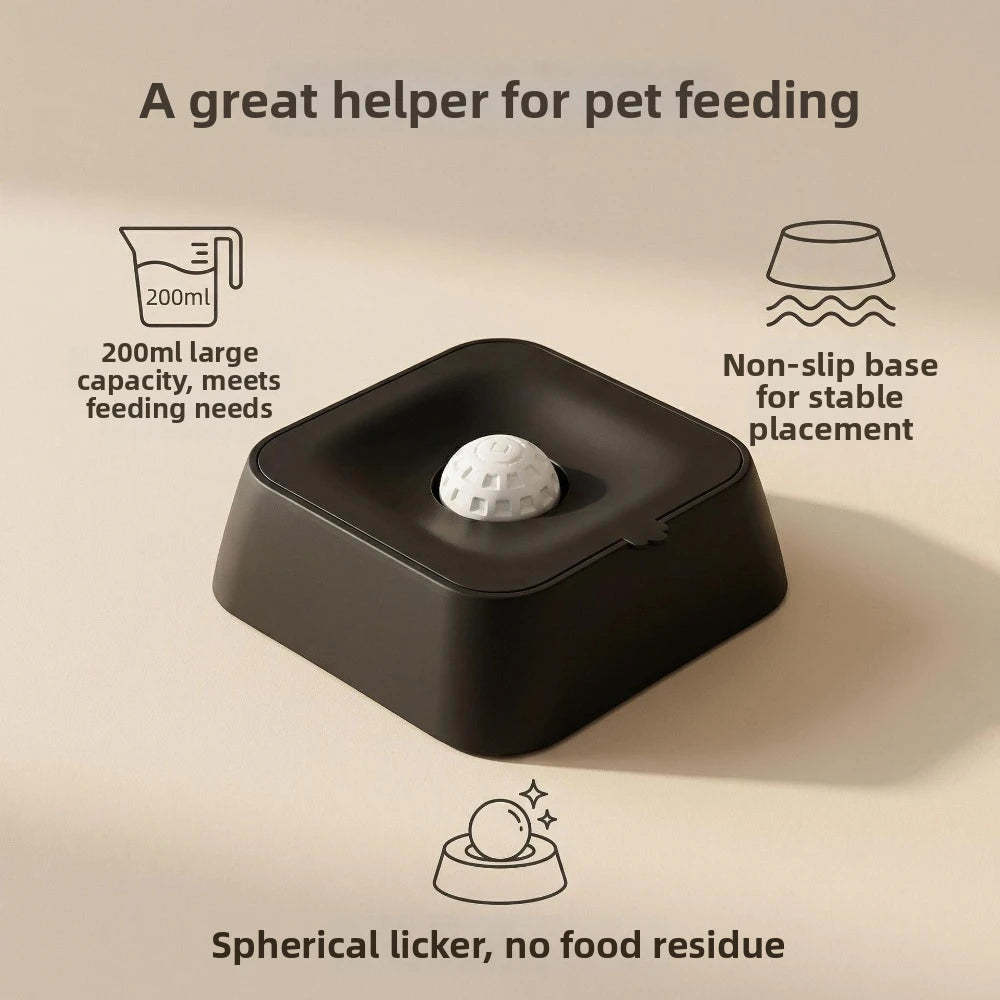 Lick Bowl with Rolling Ball Pet Slow Feeder  Training Bowl