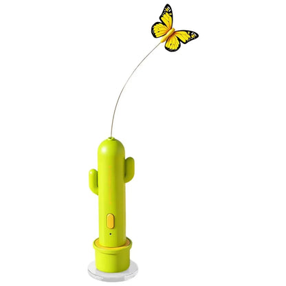 Interactive Cat Toys Butterfly Teaser Suction Cup Electric Self-Play Rod 360 Rotation Vibration Sensor