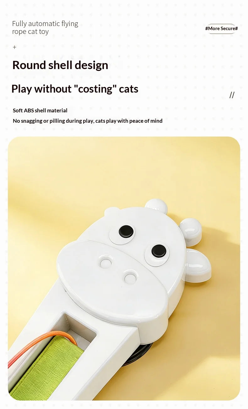 Automatic Interactive Cat Toy, Wall Mounted Cat Teaser Wand with Moving Rope, Indoor Kitten Exercise Toy for Bored Cats