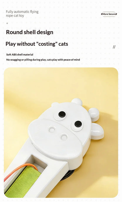 Automatic Interactive Cat Toy, Wall Mounted Cat Teaser Wand with Moving Rope, Indoor Kitten Exercise Toy for Bored Cats